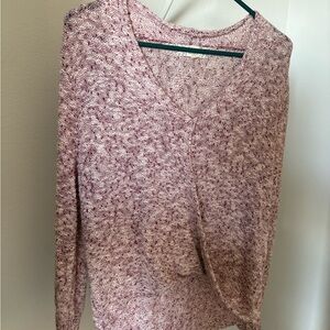 Pink V-neck Knit Sweater